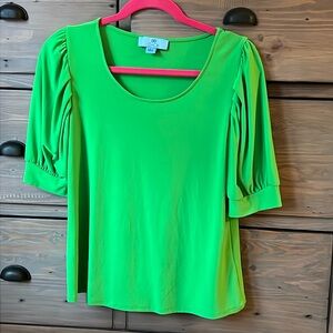 CeCe Bright Green Puff Sleeve Top